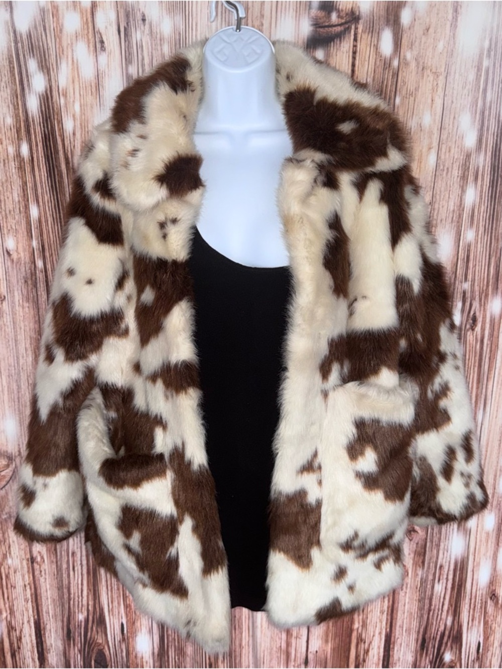 jakke Brown Cow Print Fur Coat